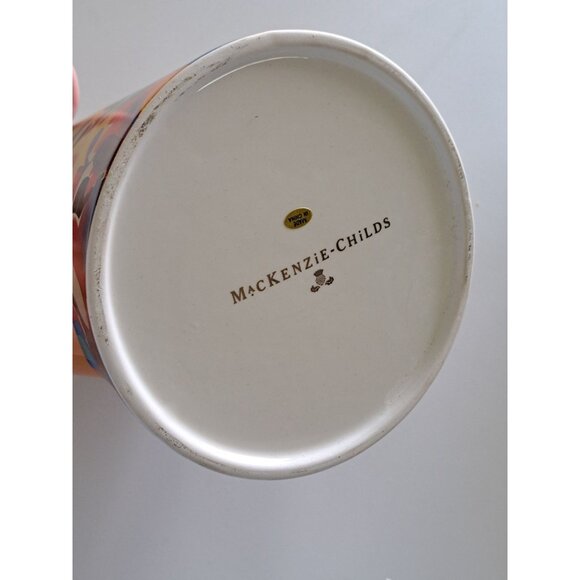 MacKenzie-Childs Avant Garden Watering Can 8" Ceramic Floral & Striped Design - Picture 7 of 11